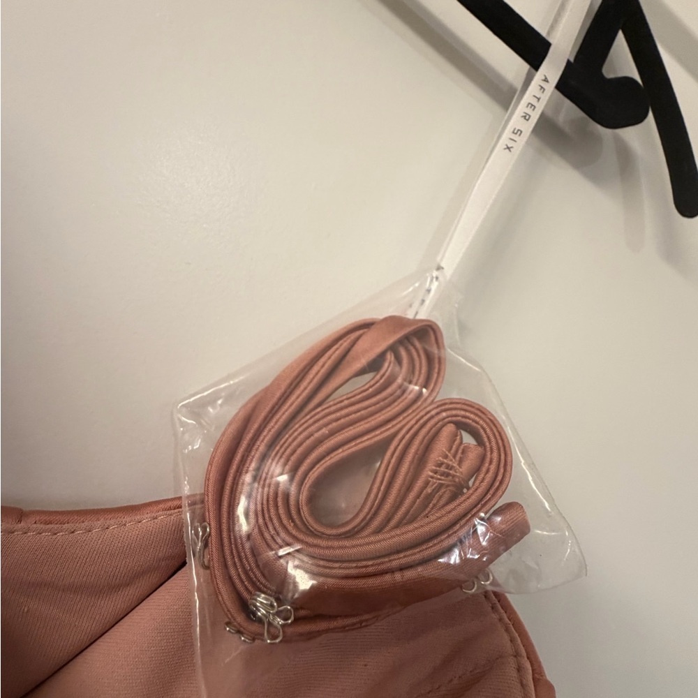 New After Six Corset Strapless Charmeuse Gown in color Copper Penny - Picture 2 of 11